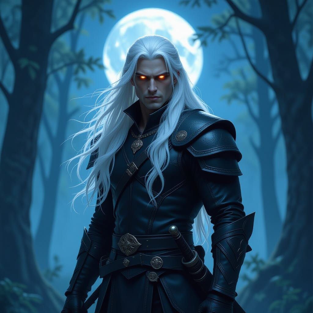 Drow in Moonlight Forest: Hyperrealistic Dark Fantasy