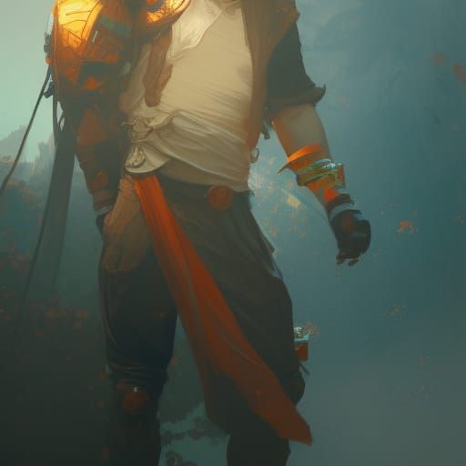 Boy: Hyperdetailed Concept Art in Orange and Teal
