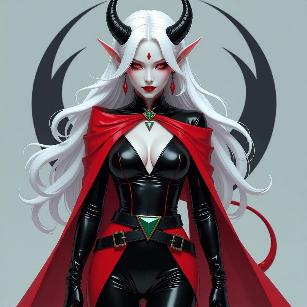 Tiefling in Latex Suit, Dark Fantasy Digital Art