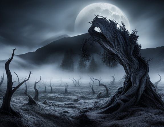 Eerie Smoky Monster in a Spooky Valley