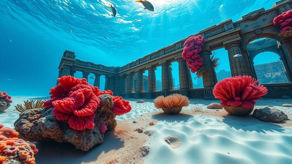 Beneath the shimmering surface of a vast, cerulean sea lies ...