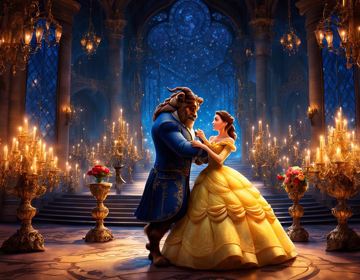 Princess Belle and Beast: Enchanting Digital Art