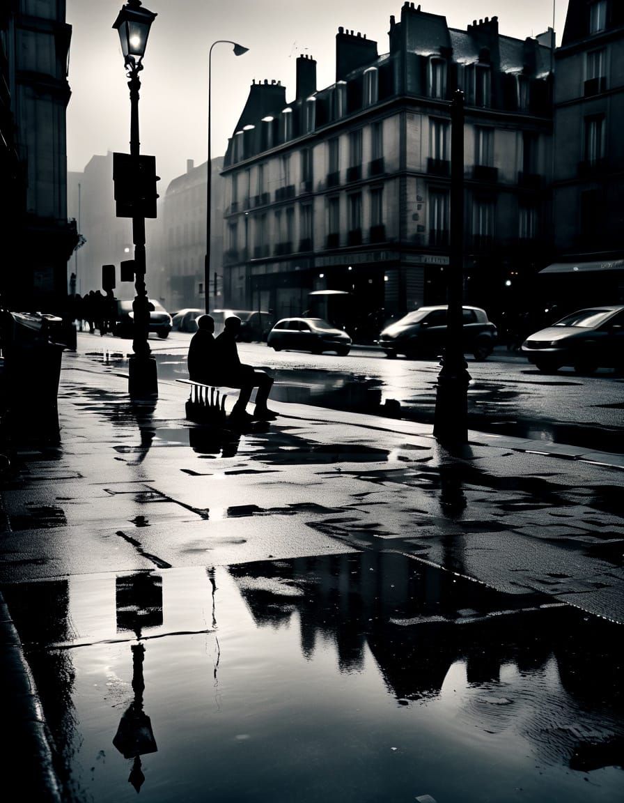 Cinematic City Streetscape in High Contrast