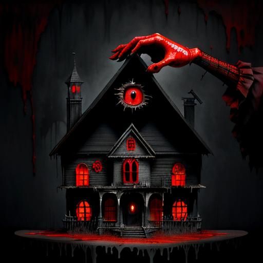 Surreal Ghost in Dollhouse, Burtonesque Digital Art