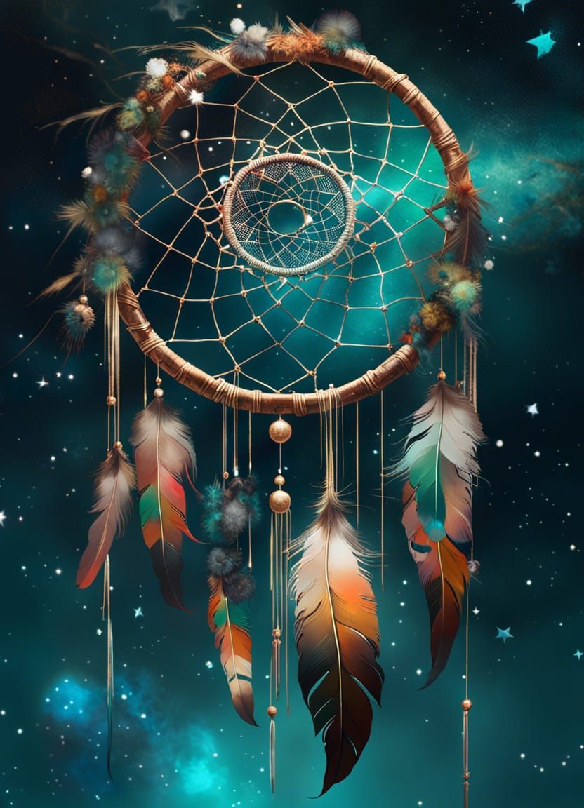 Dreamcatcher in Starry Sky: Detailed Fine Art
