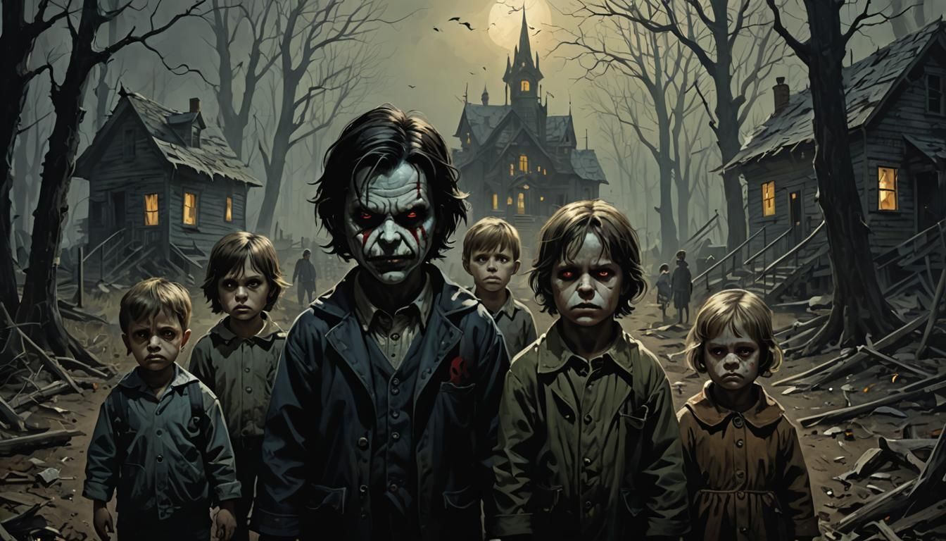 Sinister Children in Dark Fantasy Style