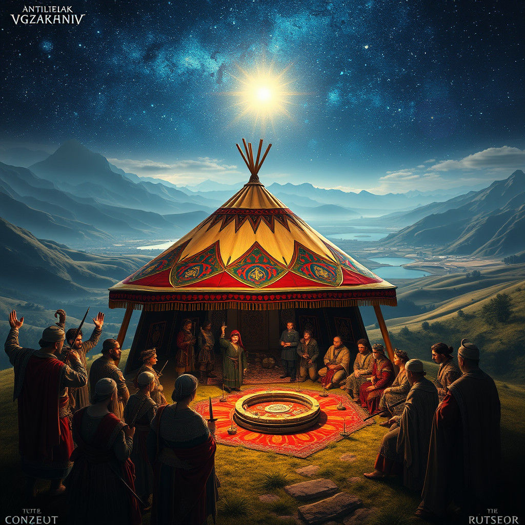 Grand Pre-Islamic Turkish Festival Under Starry Sky