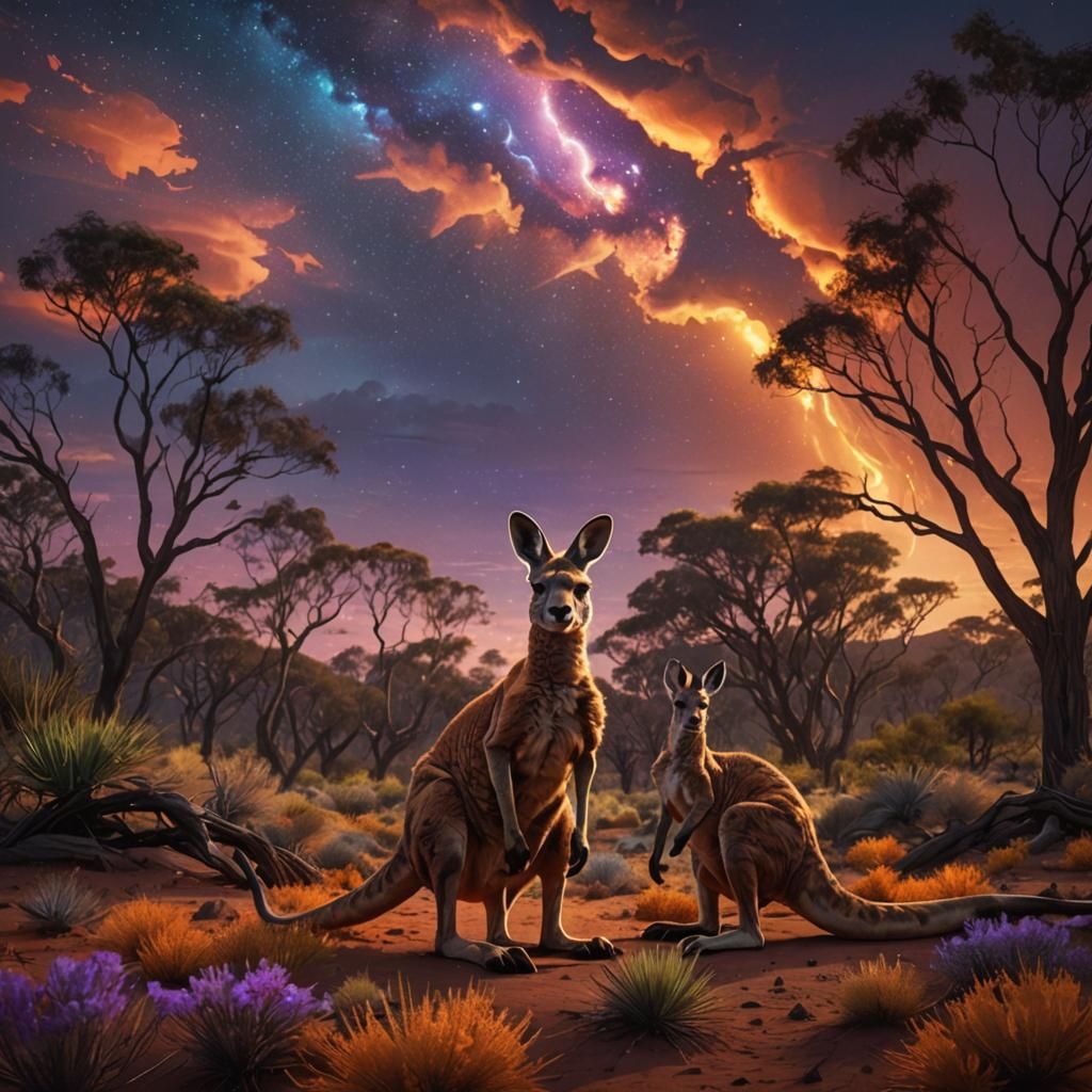 Psychedelic Kangaroo in Desert Concept Art