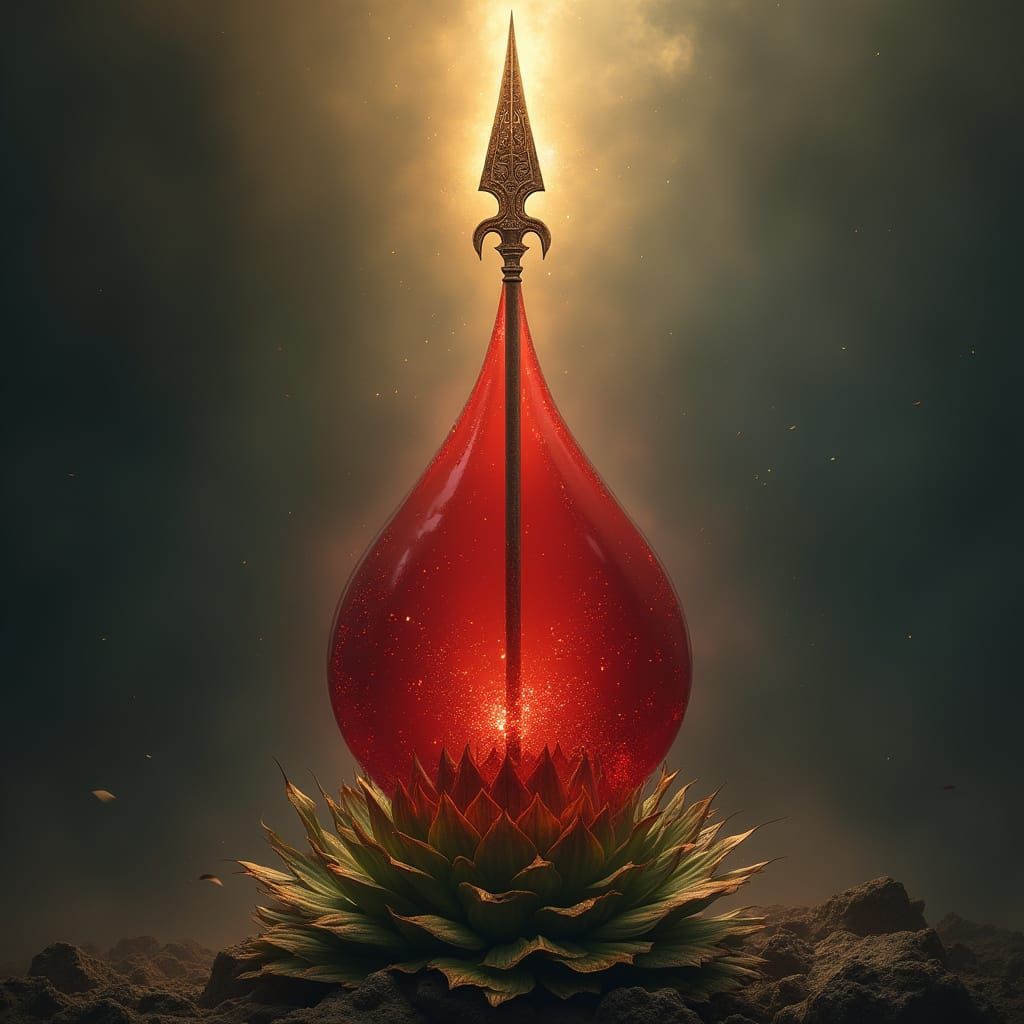 Majestic Blood Droplet Spear of Ancient Legions Ascends