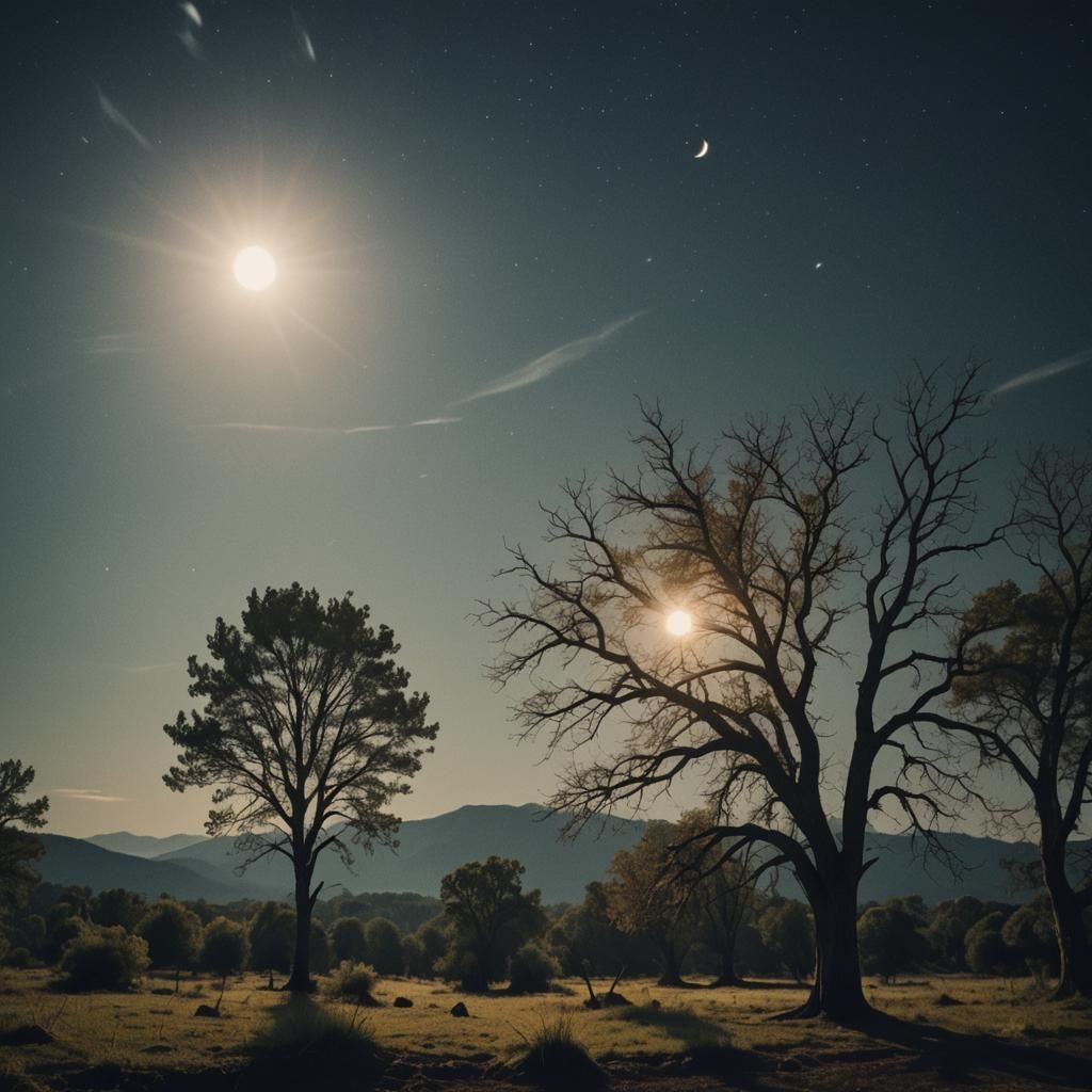 Dramatic Moonlight Versus Sunlight Cinematic Still