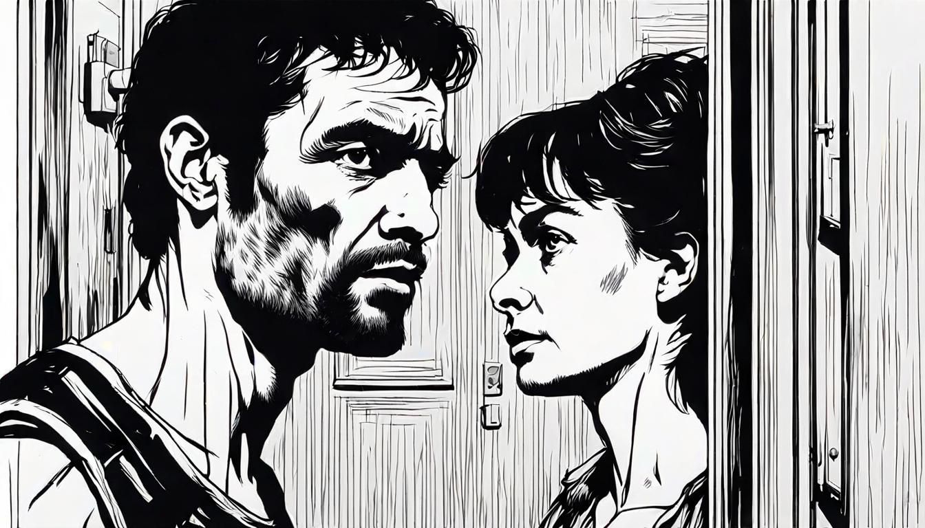 Intimate Black and White Portrait in Graphic Art Style