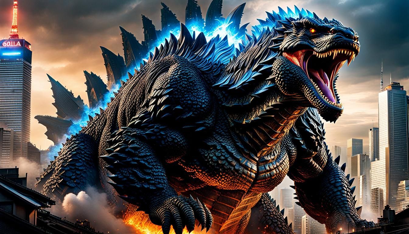 Godzilla Destroys Tokyo: Hyperrealistic Concept Art