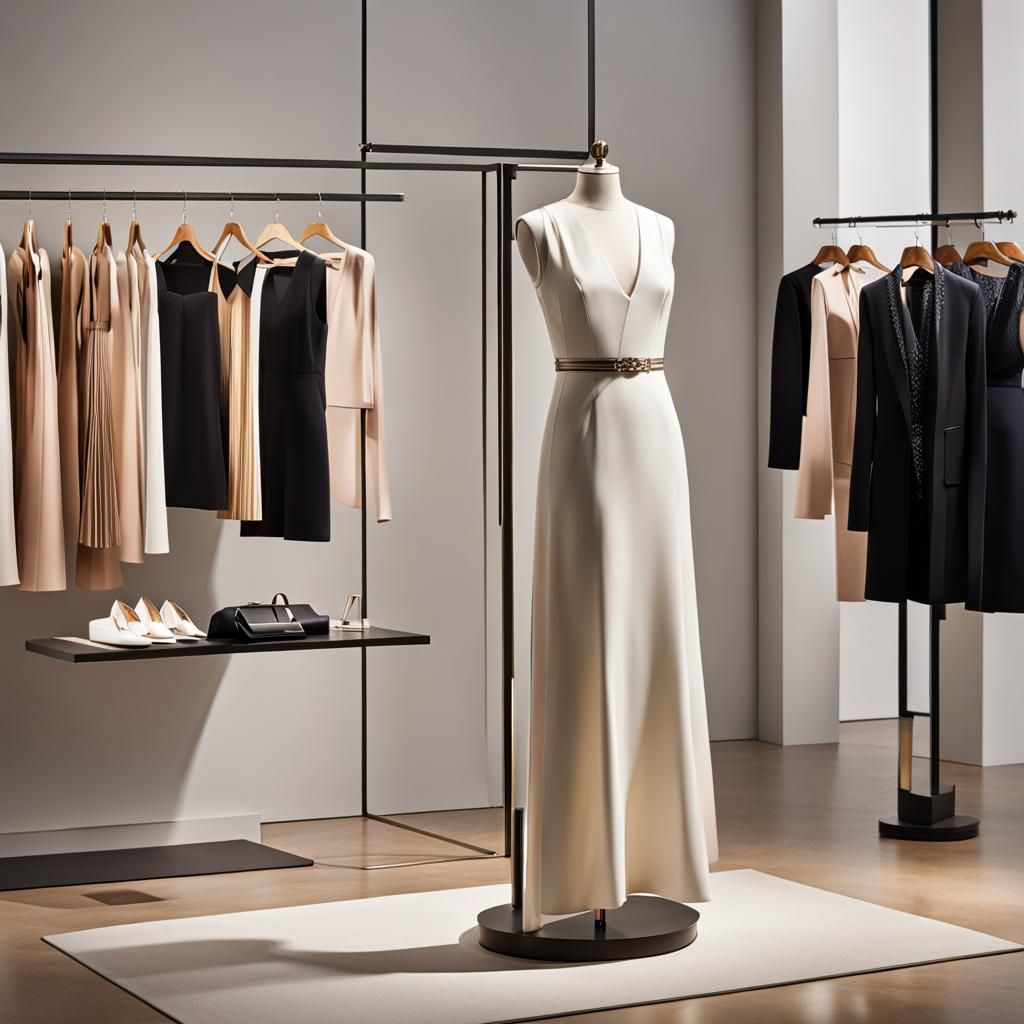 Elegant Designer Dress in Boutique with Digital Engagement