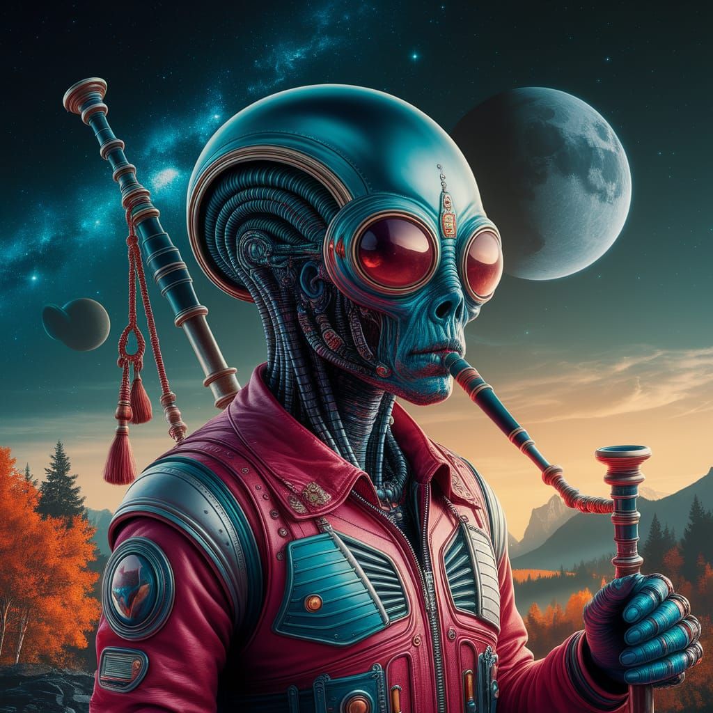 Cosmic Alien Bagpipe in Autumn Twilight