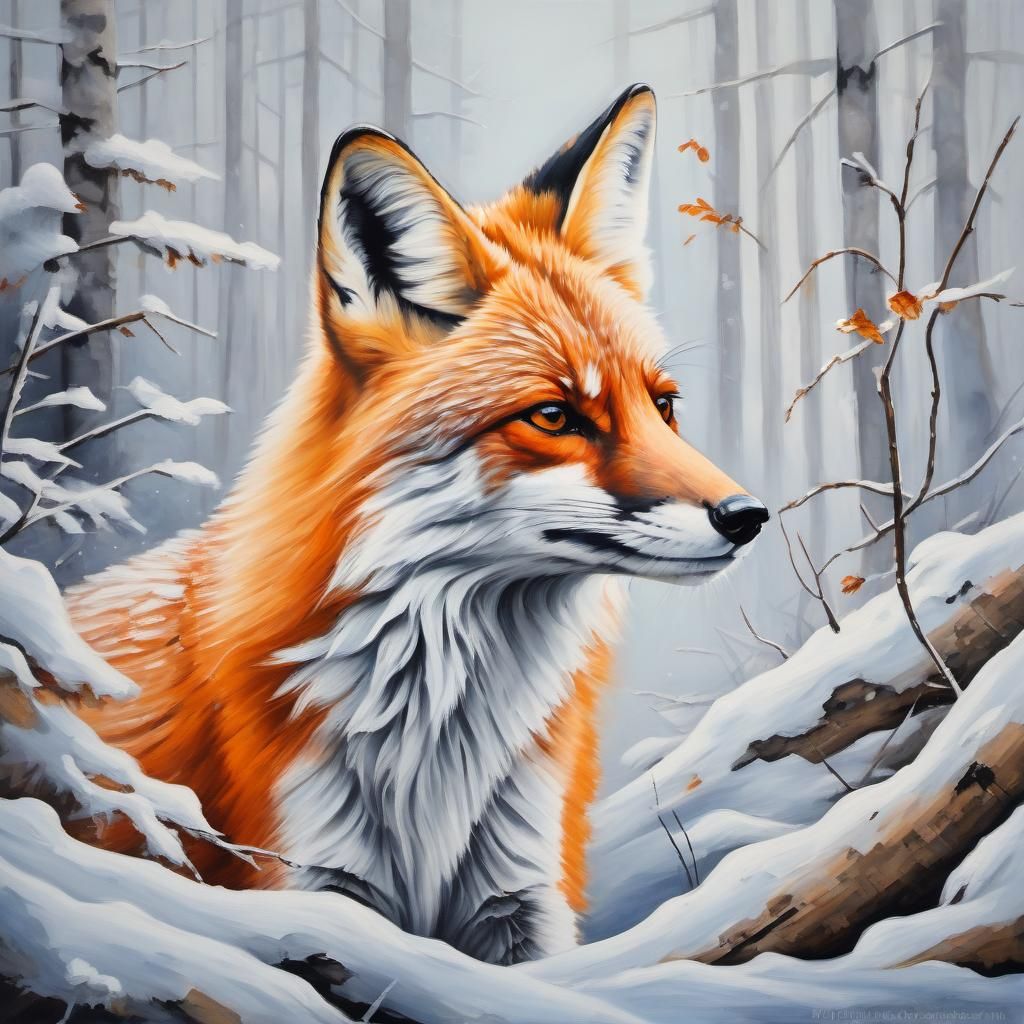 Snowy Arctic Fox in Lapland Landscape