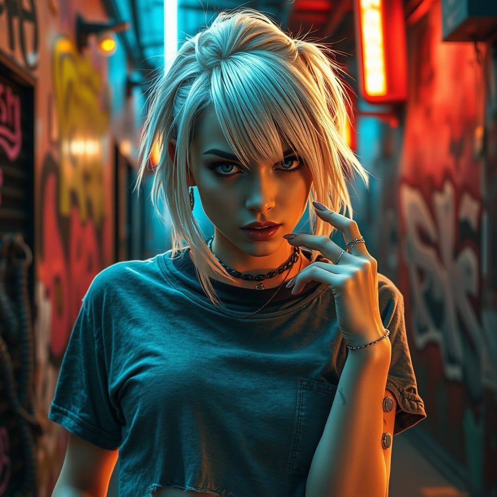 Punk Girl in Urban Setting: Digital Concept Art