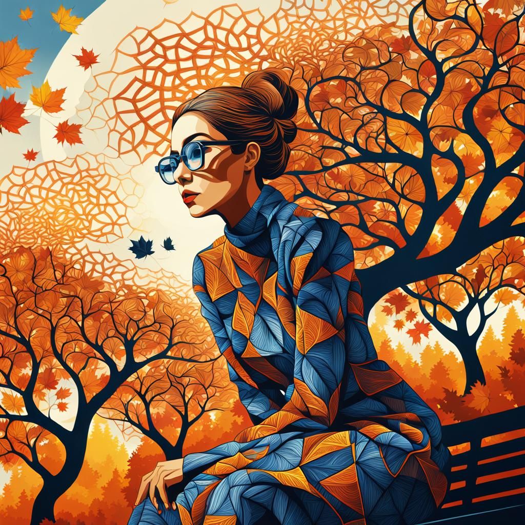 Fractal Autumn Portrait Inspired by Escher