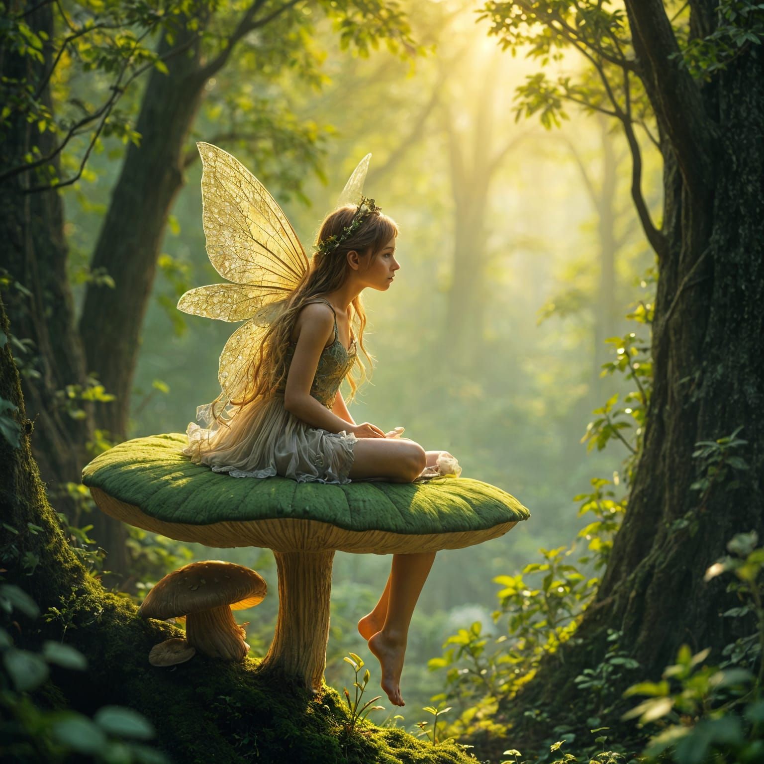 Fairy Amidst Whispering Forest Glade