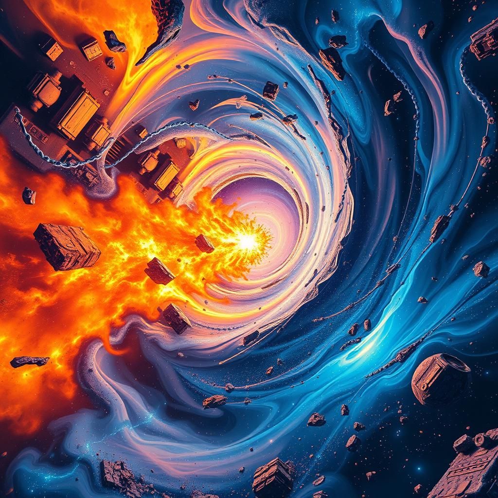 a galactic rip in the space time continuum allowing a collis...