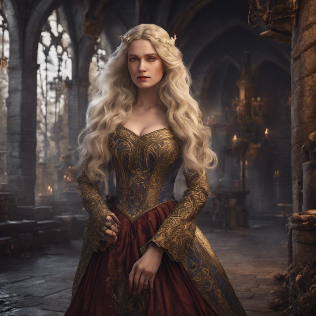 Medieval Woman with Long Blonde Hair