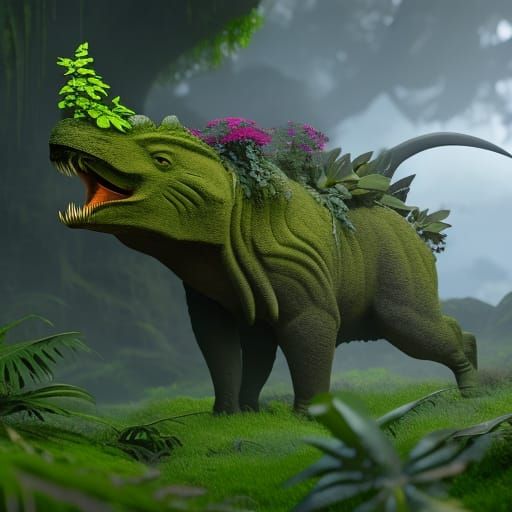 Intricate Prehistoric Beast in Jungle Concept Art