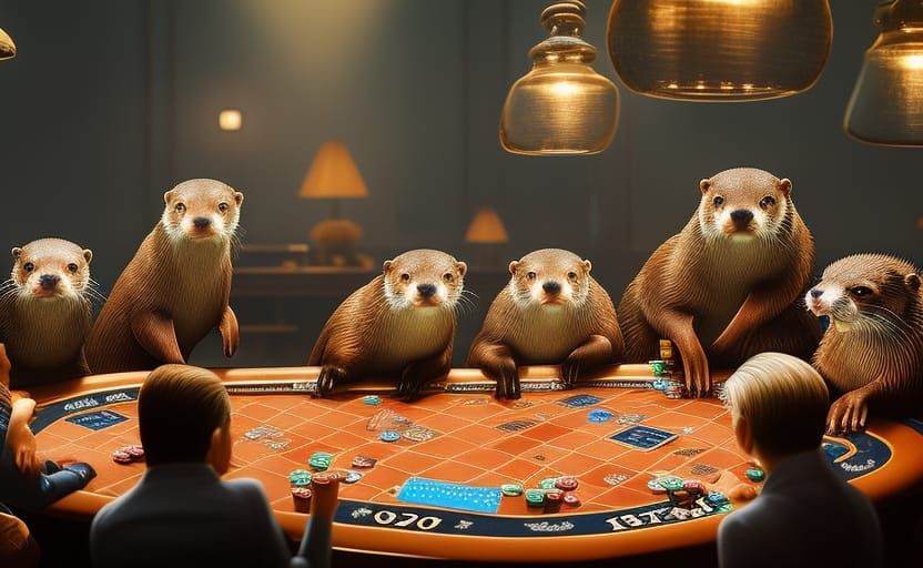 Otters Playing Poker
