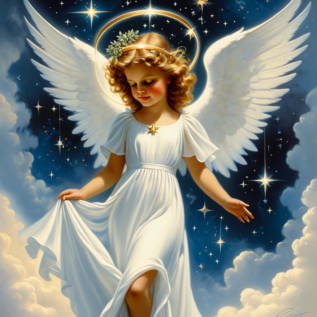 Angel with Halo in Ethereal Beauty