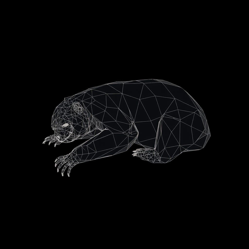 Low Poly Wireframe of Sleeping Sloth