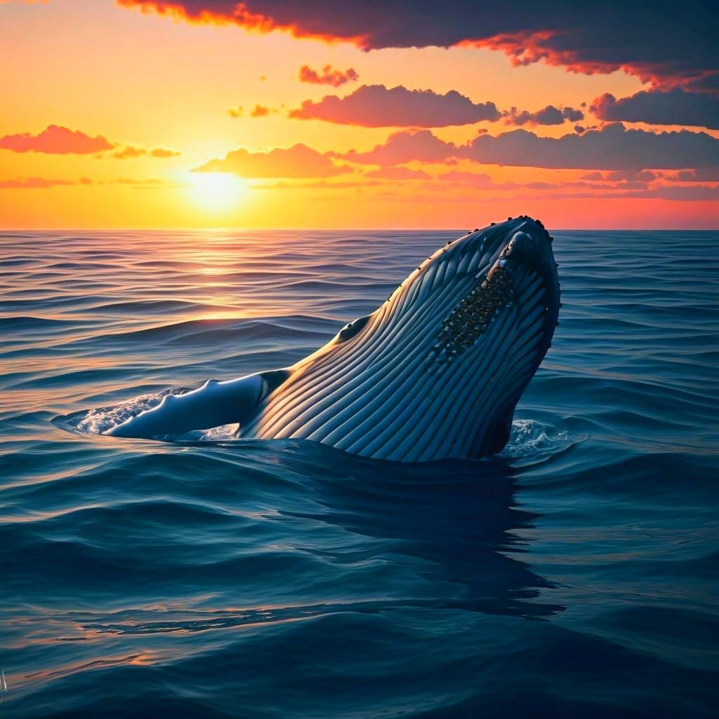 Humpback Whale in Sunset Glow
