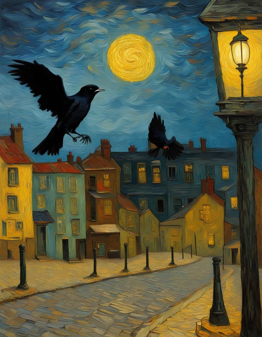 Surreal Gothic Landscape in Post-Impressionist Style