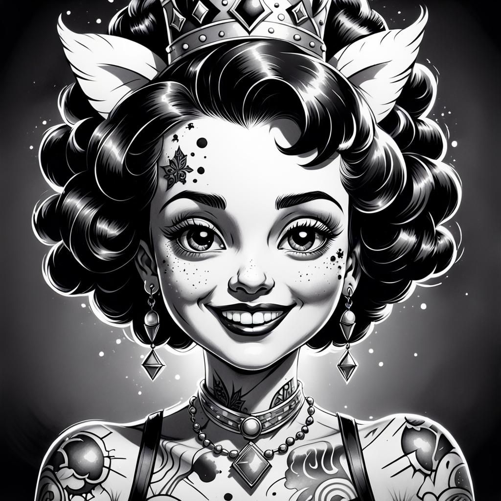 Betty Boop Tattoo Queen in Comic Book Style