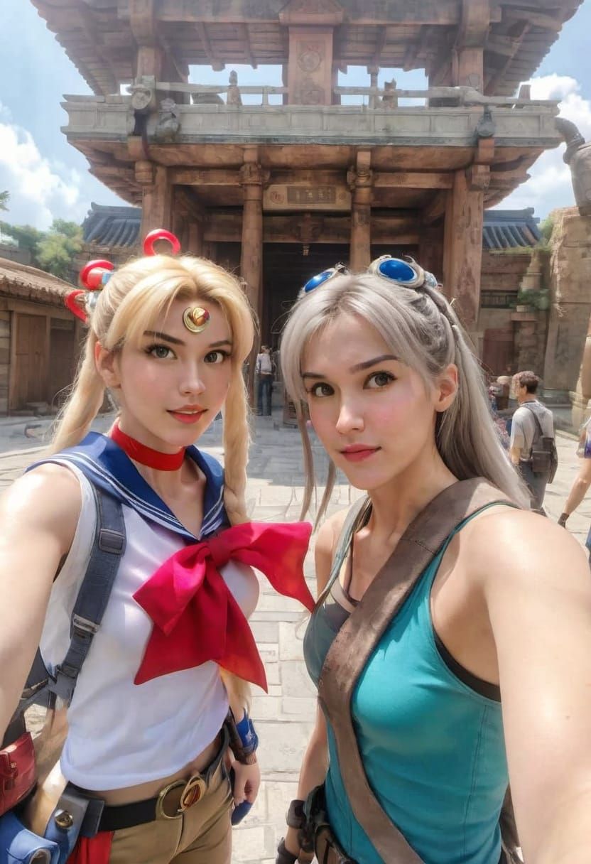 Casual Encounter of Iconic Characters in a Disjointed Selfie