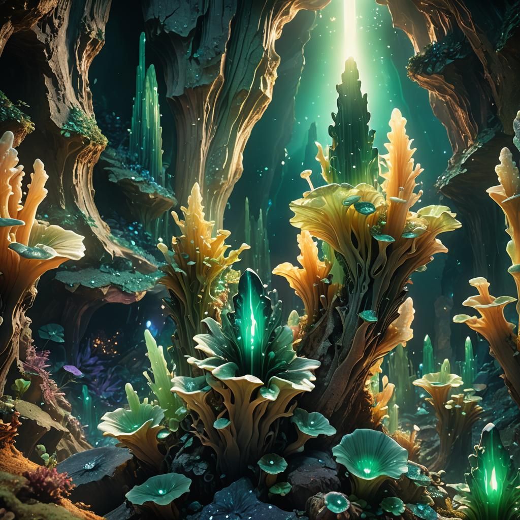 Gemstone Cave with Witch's Finger Fungus
