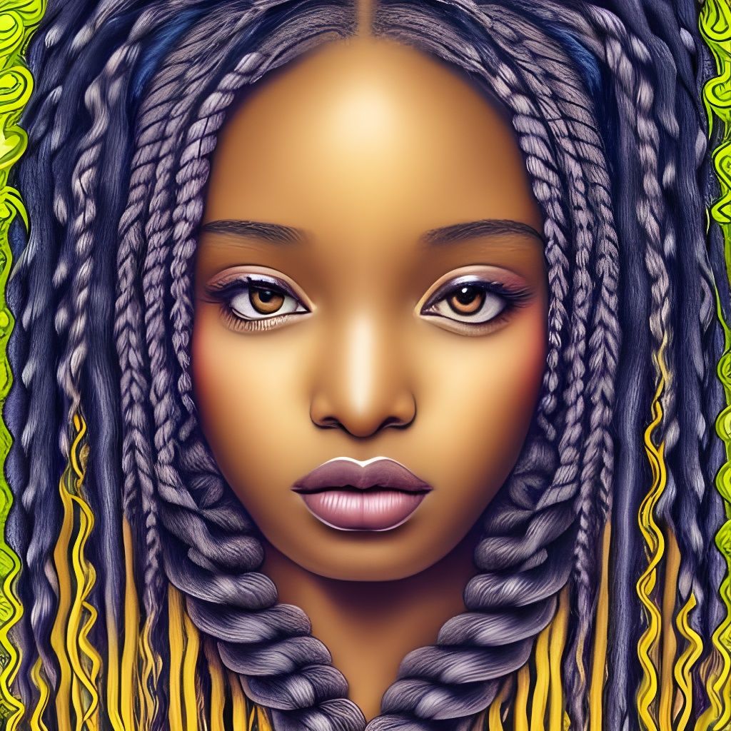 Elegant Xhosa Girl with Yellow Braids, Detailed Render