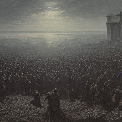 Lovecraftian Monster Graveyard in Doré Style