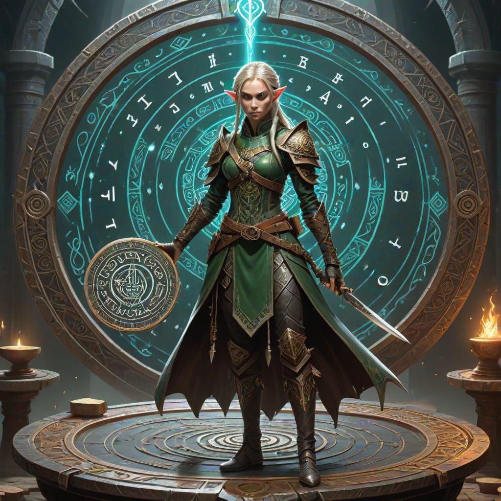 Female Elf Thief Activates Ancient Ring
