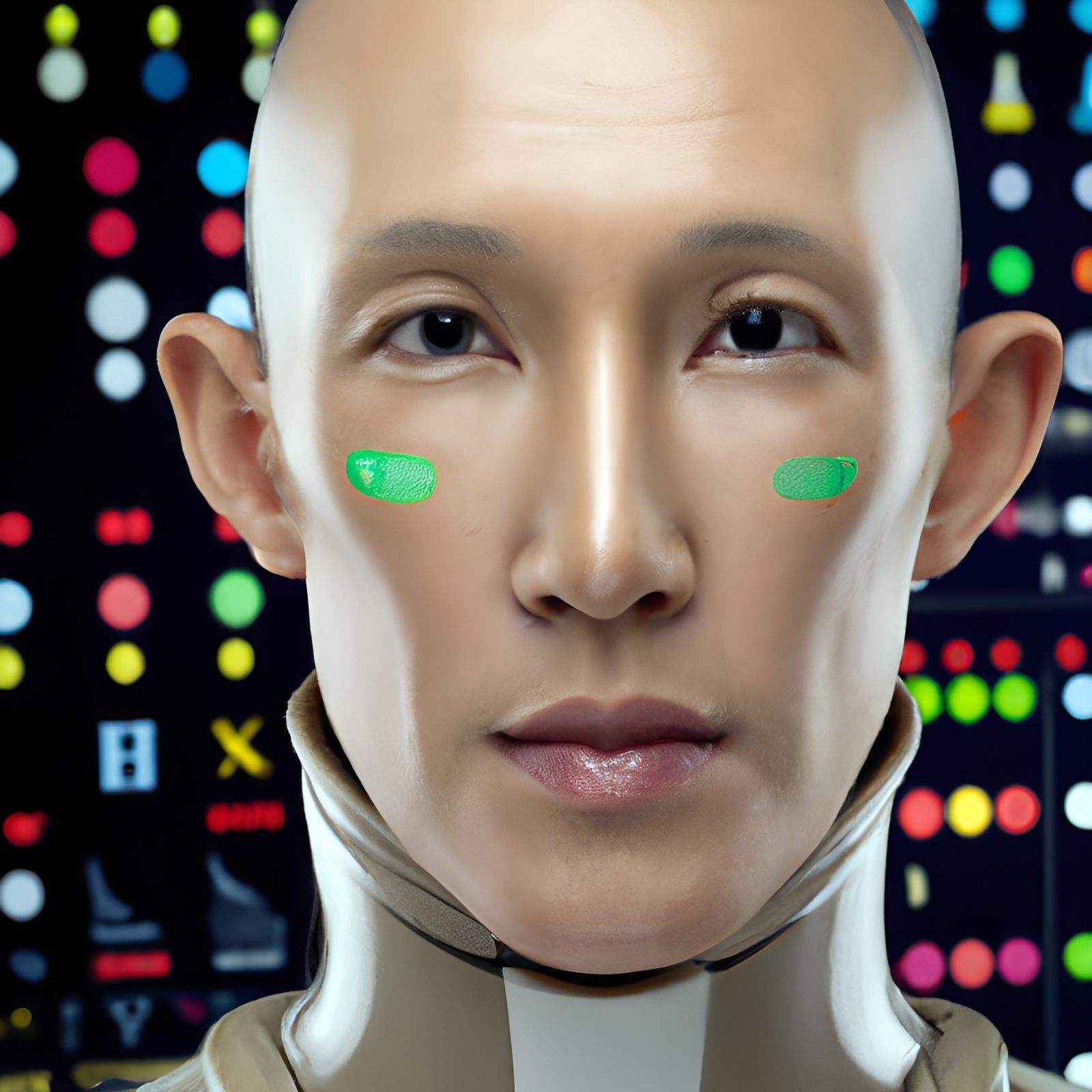 Handsome Android Portrait with Bokeh Lighting