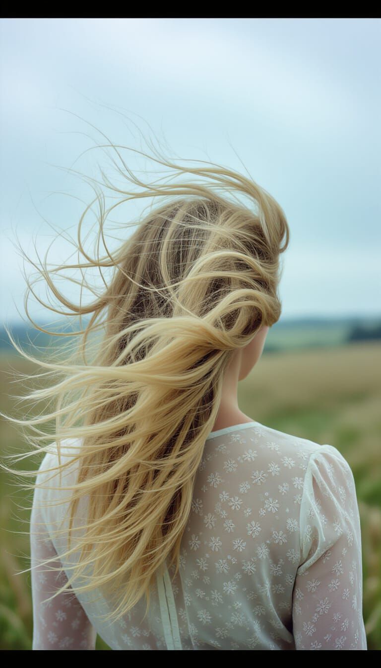 Wild Blonde Hair in a Wind Storm
