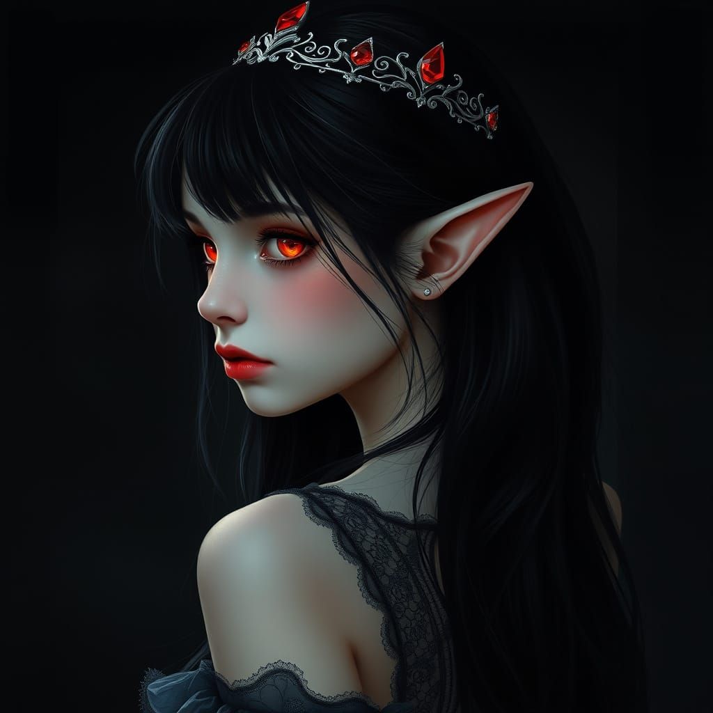 Gothic Princess in Dark Red Light