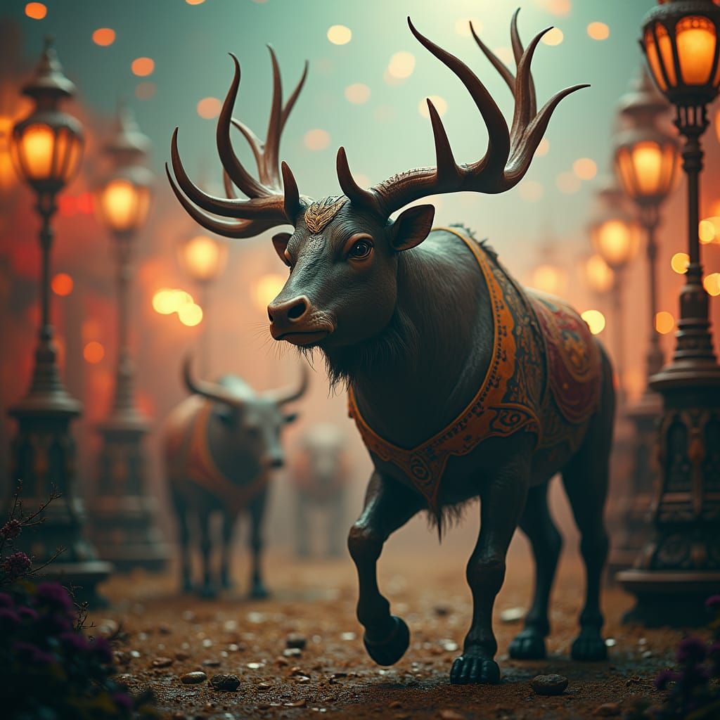 Majestic Circus Animals in a Fantastical Dreamworld