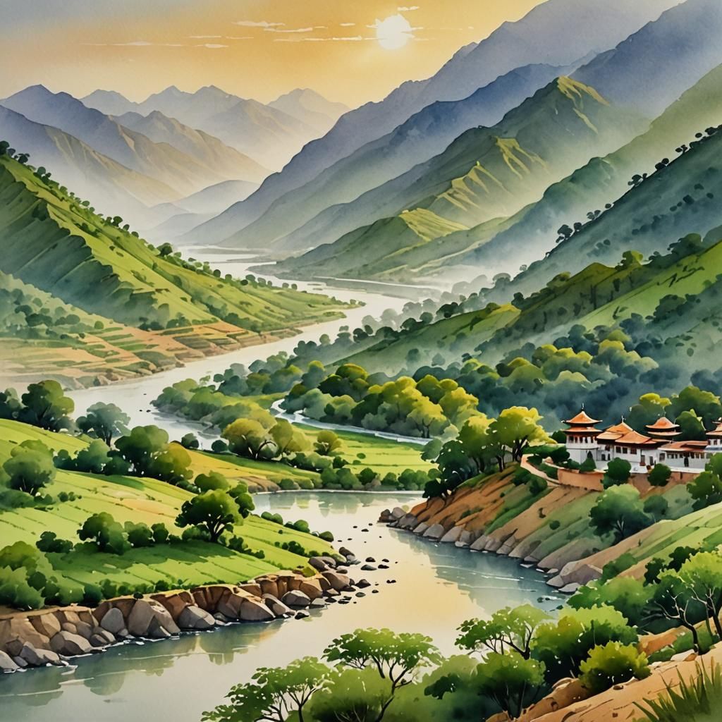 A beautiful landscape of Kumarika Khanda of Bharata Varsha, ...