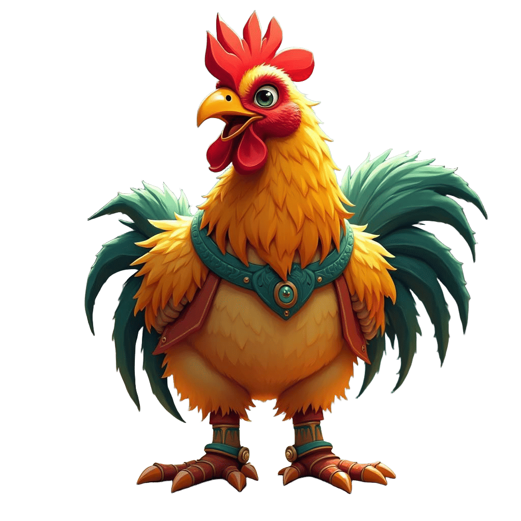 Cartoon Chicken in Boots: Detailed Matte Painting