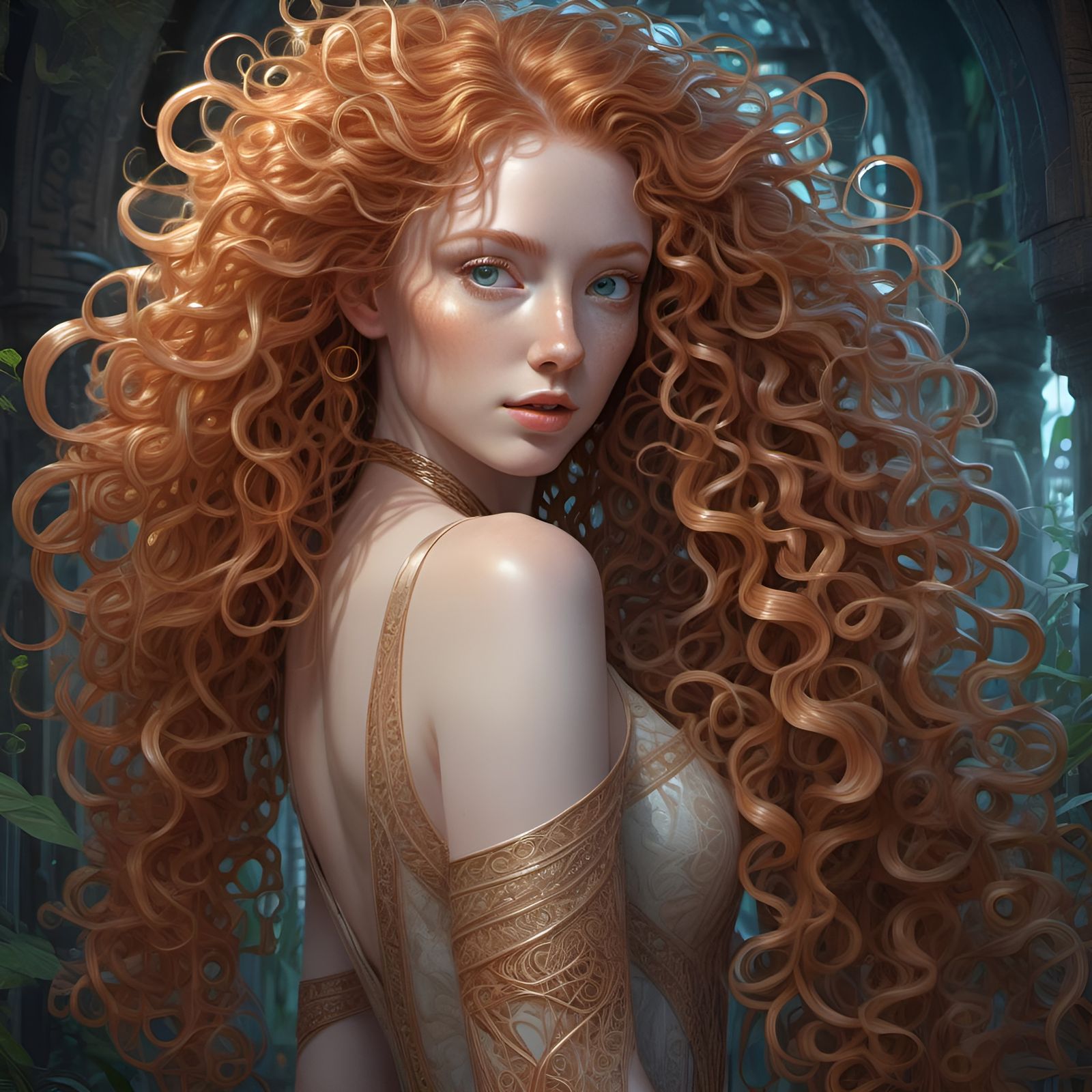 Ethereal Ginger Goddess Fantasy Illustration