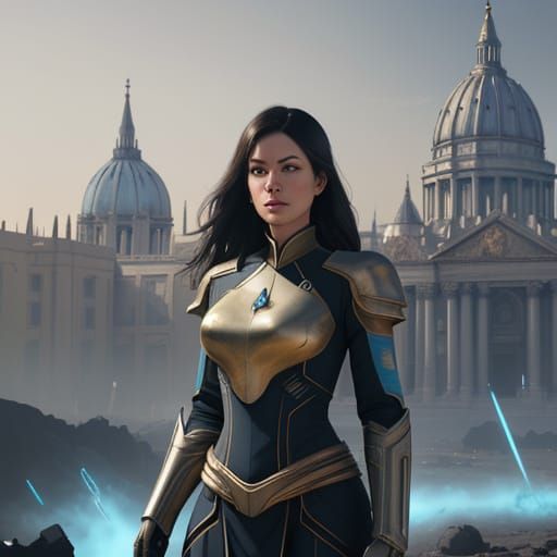 Ancient Warrior Starfleet Officer in Quantum Ruins