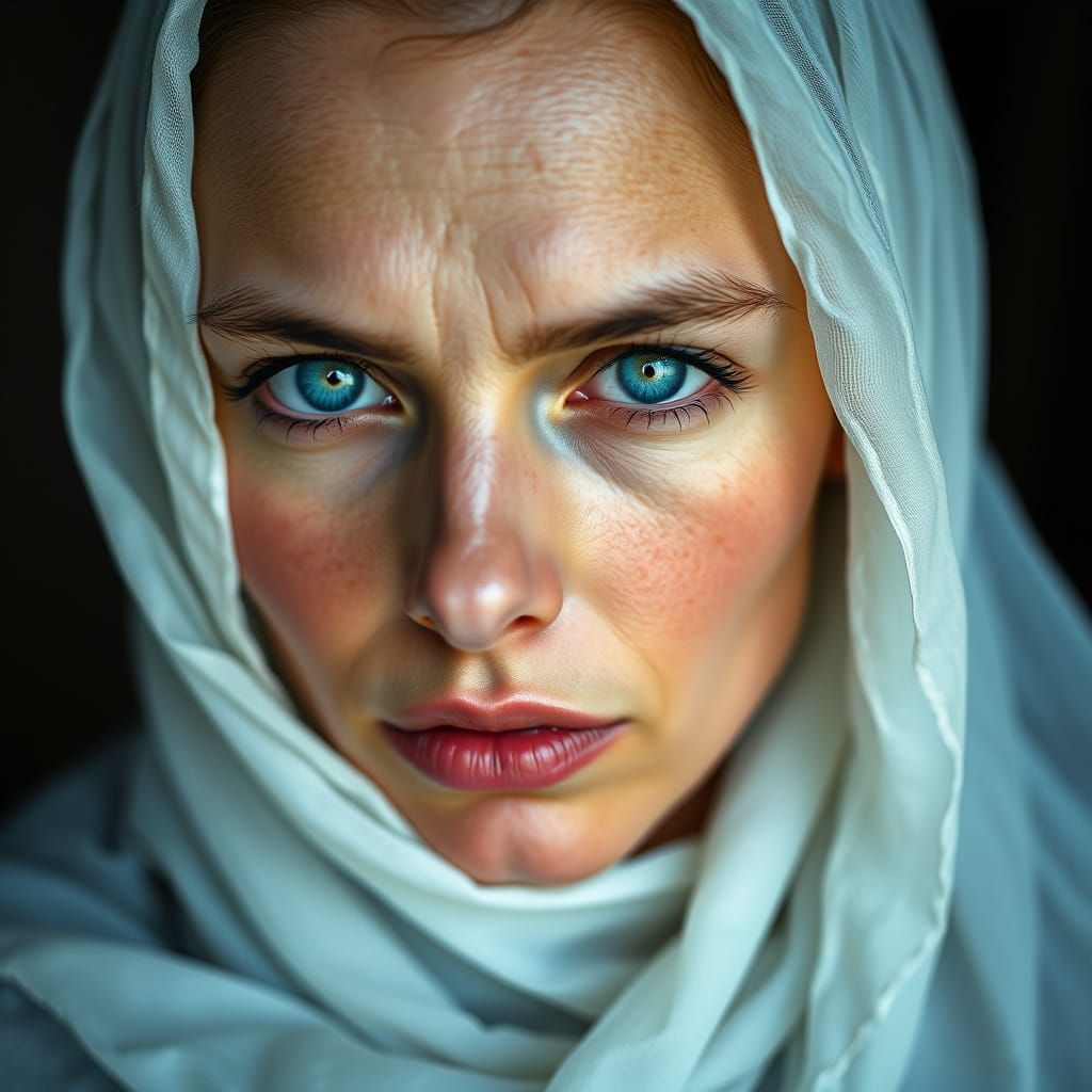 Woman in Ethereal Gauze, Cinematic 135mm Style