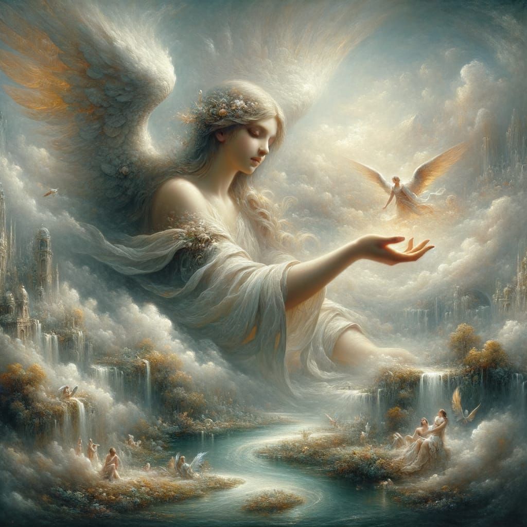 Angel's Serene Oasis in Soft Fantasy