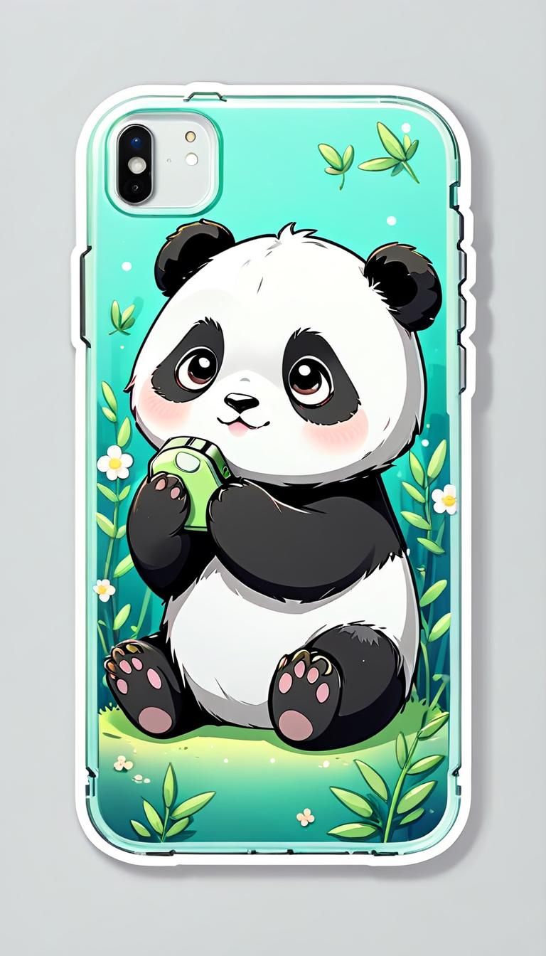 Cute Panda Phone Case Sticker Design