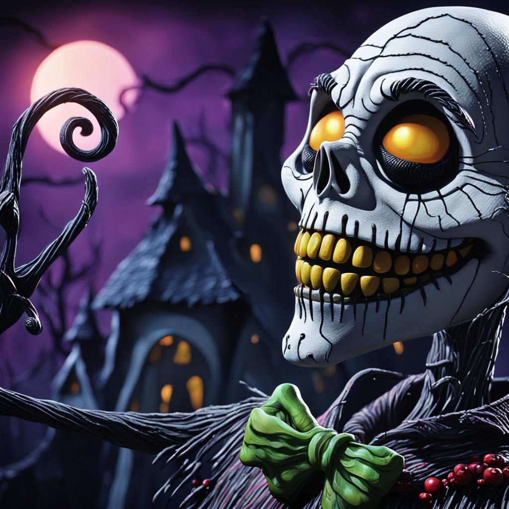 Nightmare Before Christmas Scene in Hyperrealistic Style