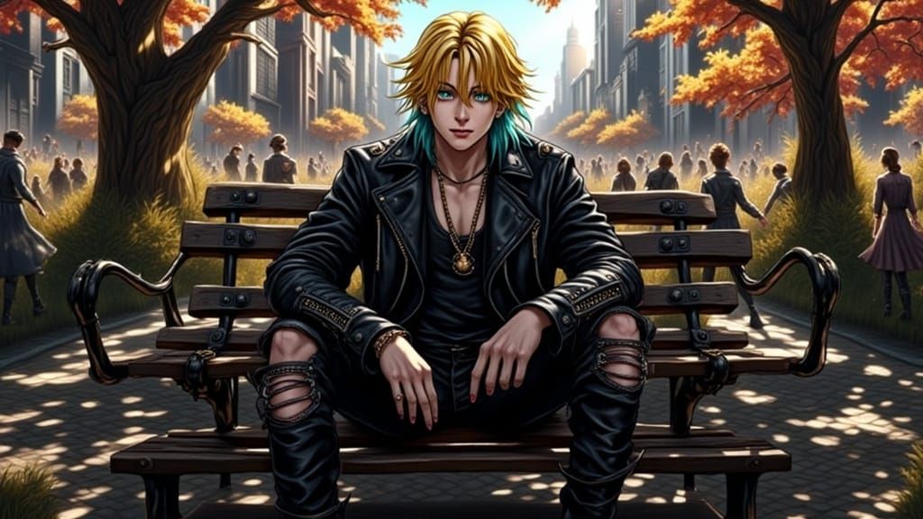 Goth Punk Riku in Urban Park with Graffiti