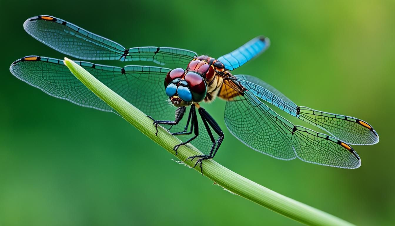 Dragonfly Macro on Plant with Blurred Background